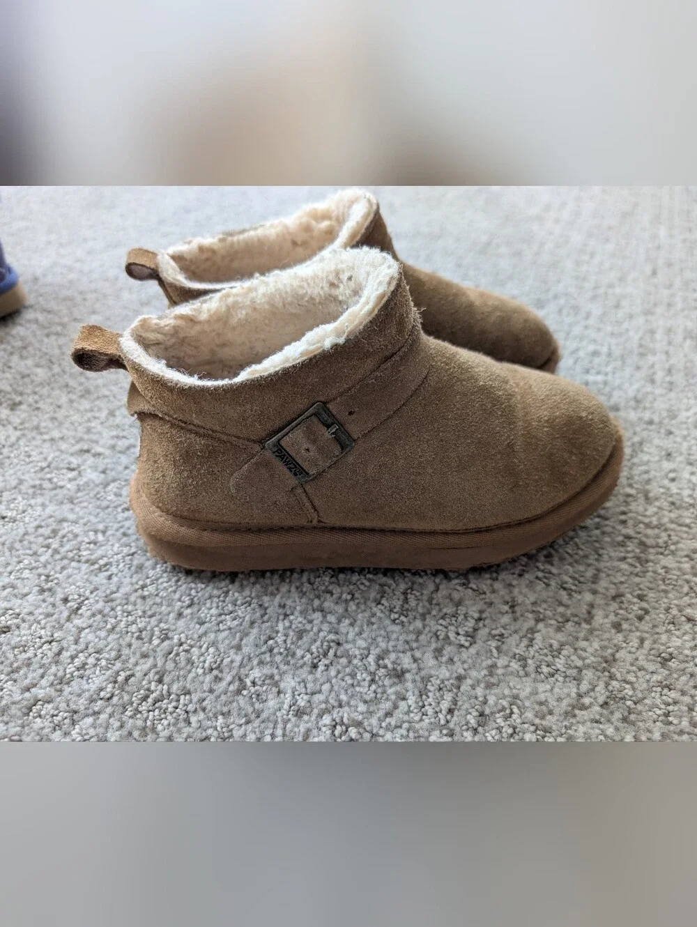 Cozy Bearpaws Suede Slip-On Ankle Boot - Tan